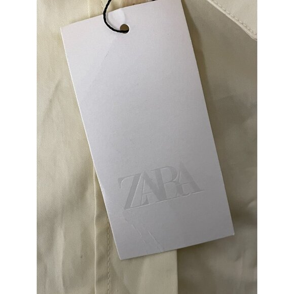 Zara Womens Poplin Shirt Dress Medium M Light Yellow Button Front 2946/479 NWT - Picture 7 of 16